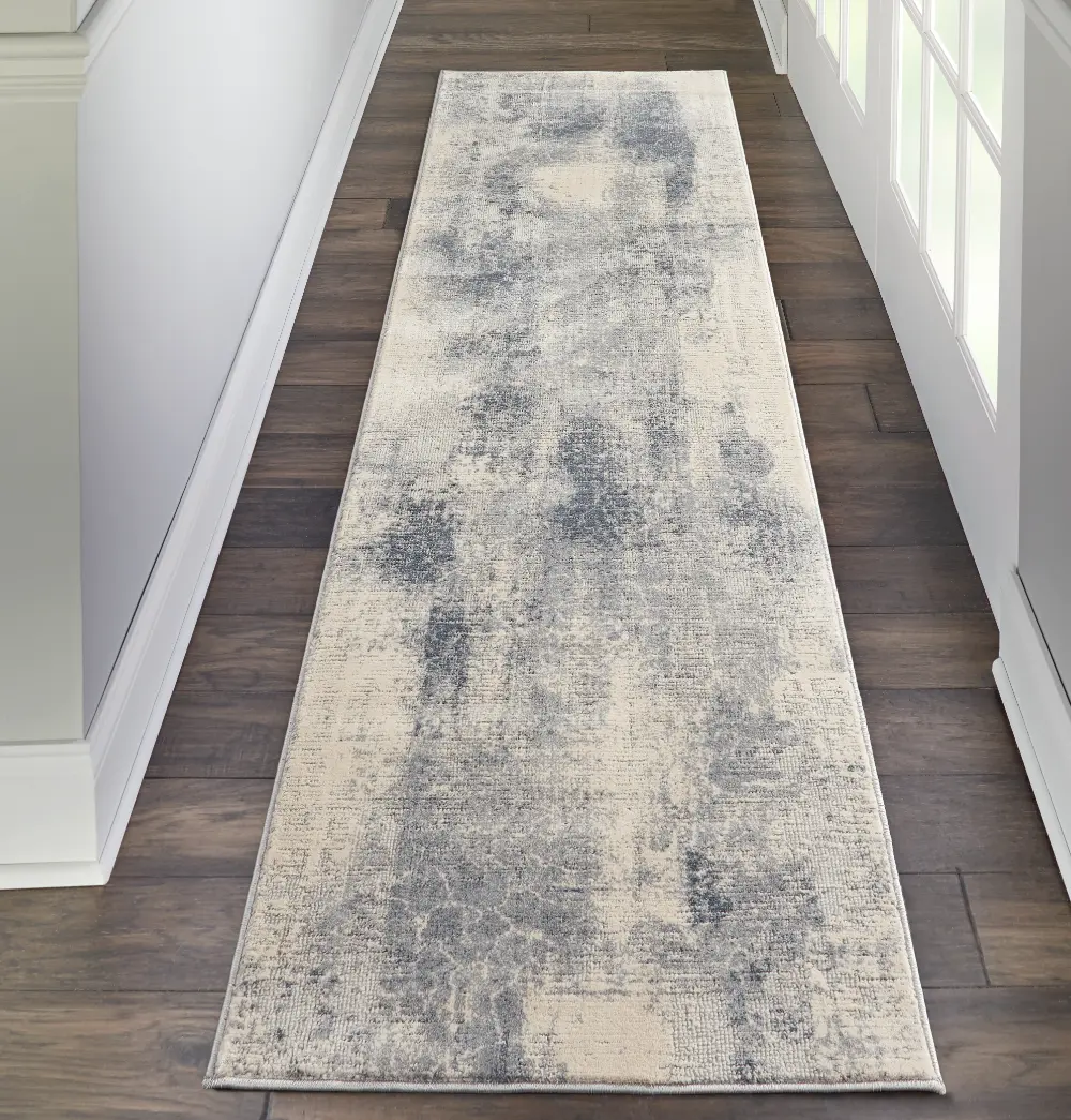 Rustic Textures RUS02 Blue Ivory Rug - Image 4