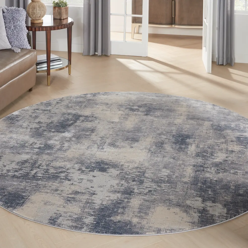 Rustic Textures RUS02 Blue Ivory Rug - Image 7
