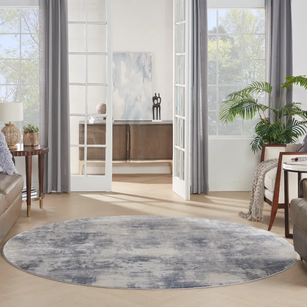 Rustic Textures RUS02 Blue Ivory Rug - Image 9