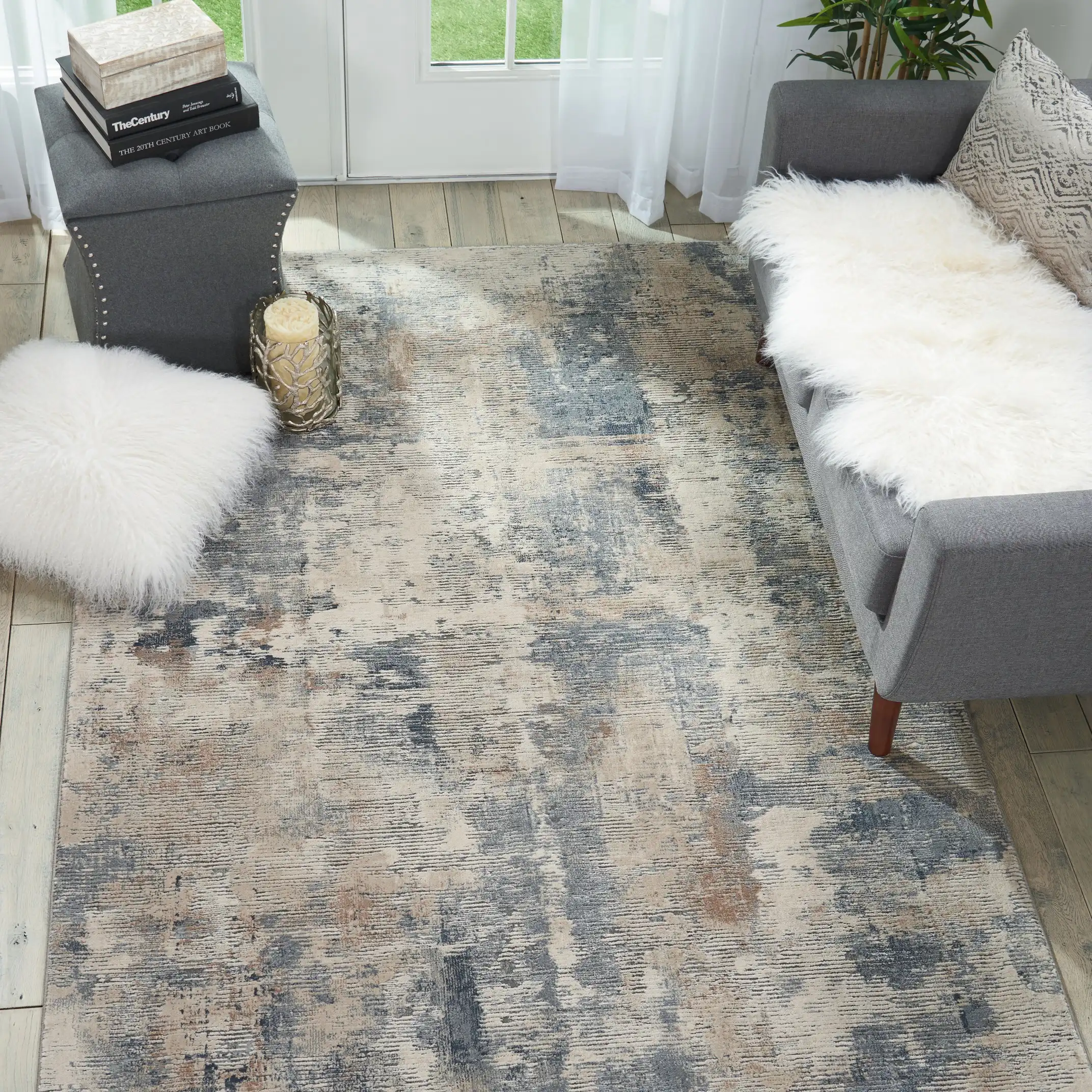 Rustic Textures RUS05 Beige Grey Rug - Image 4