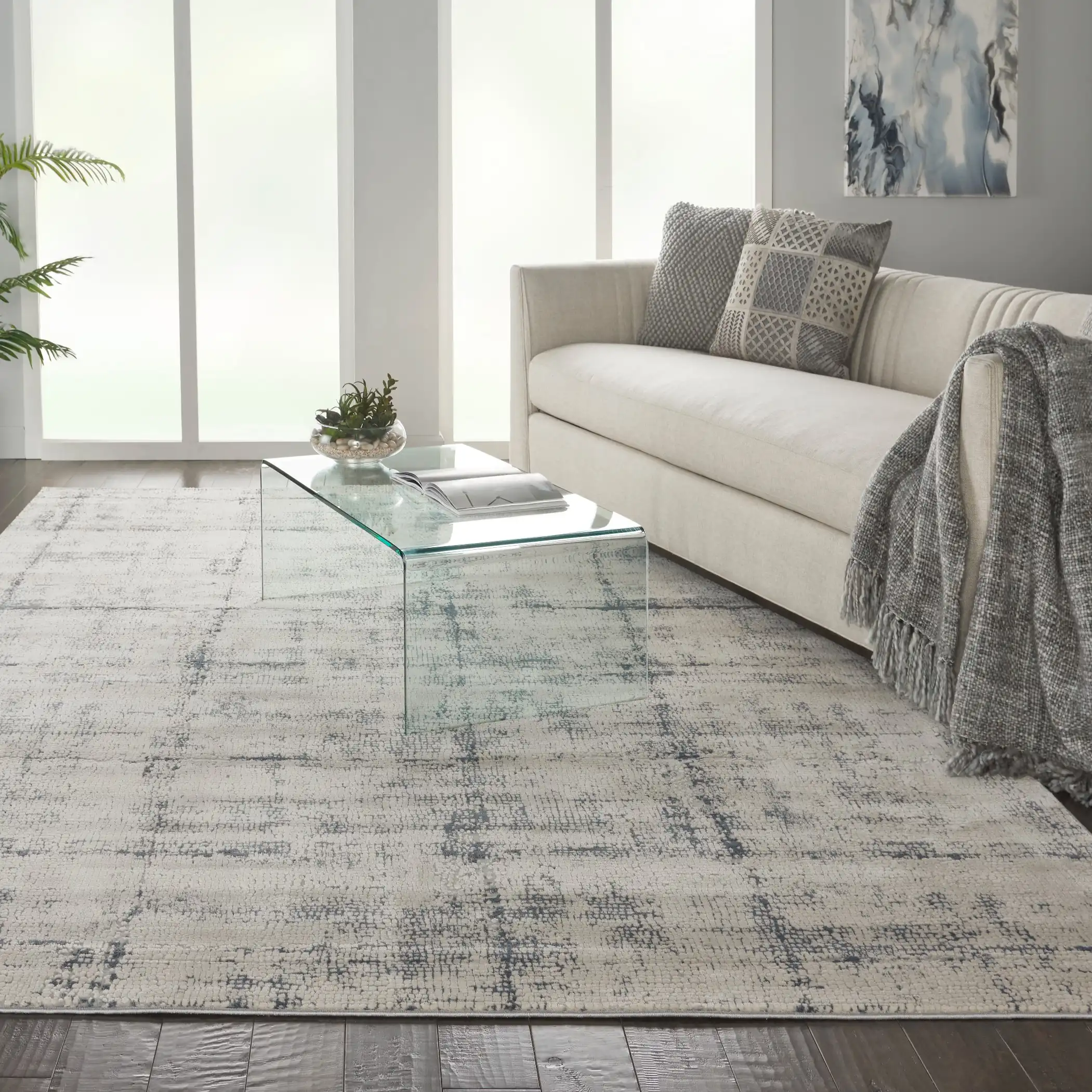 Rustic Textures RUS06 Ivory Blue Rug