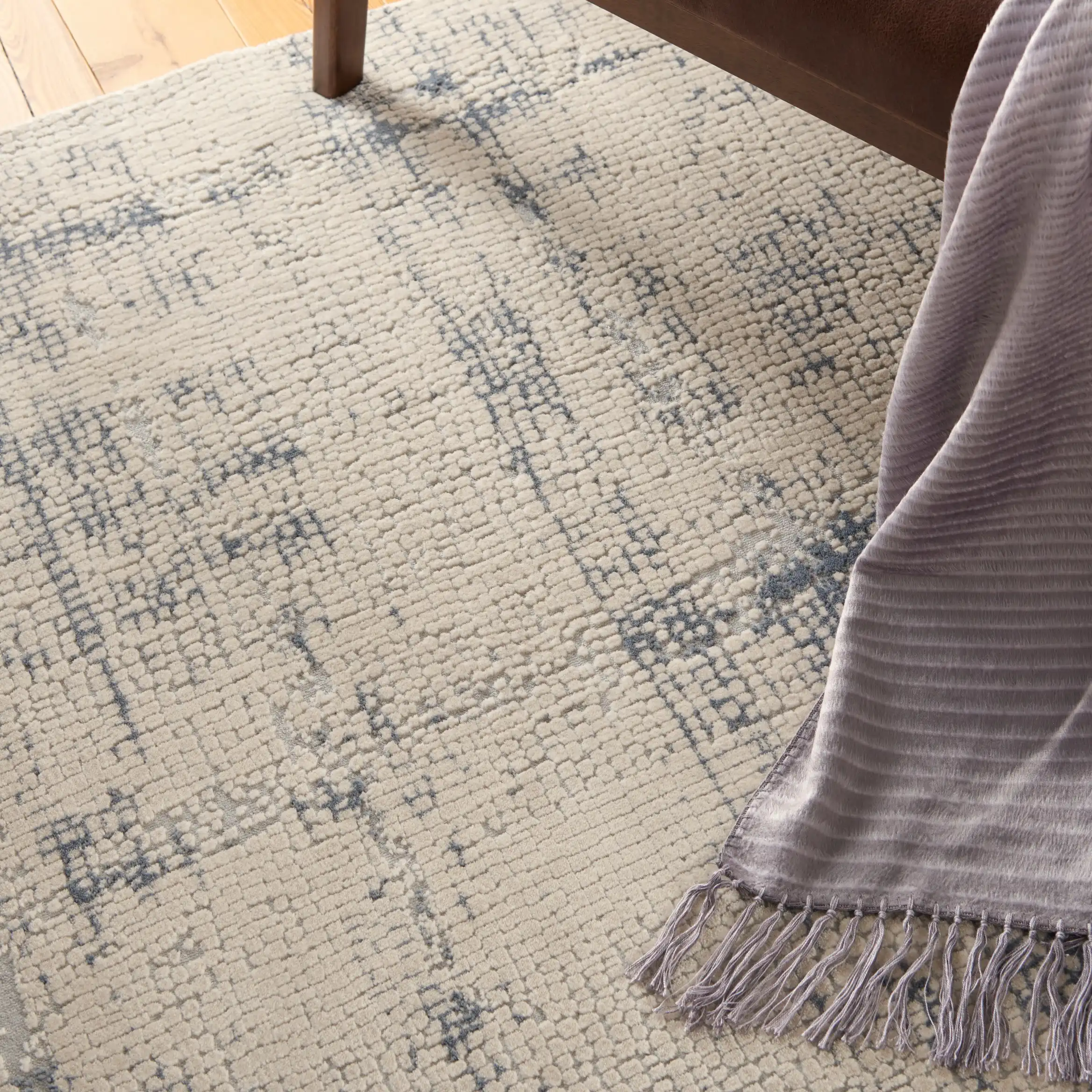 Rustic Textures RUS06 Ivory Blue Rug - Image 2