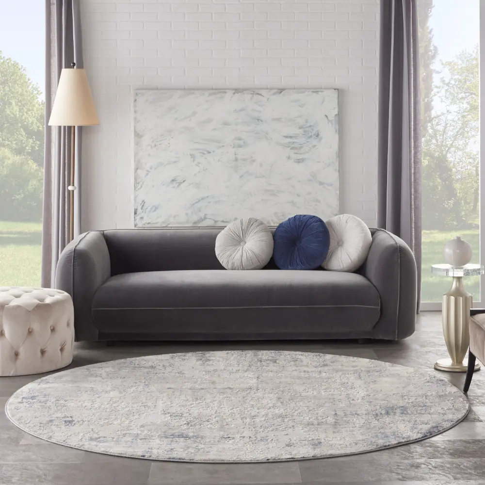 Rustic Textures RUS07 Ivory Grey Blue Rug - Image 11