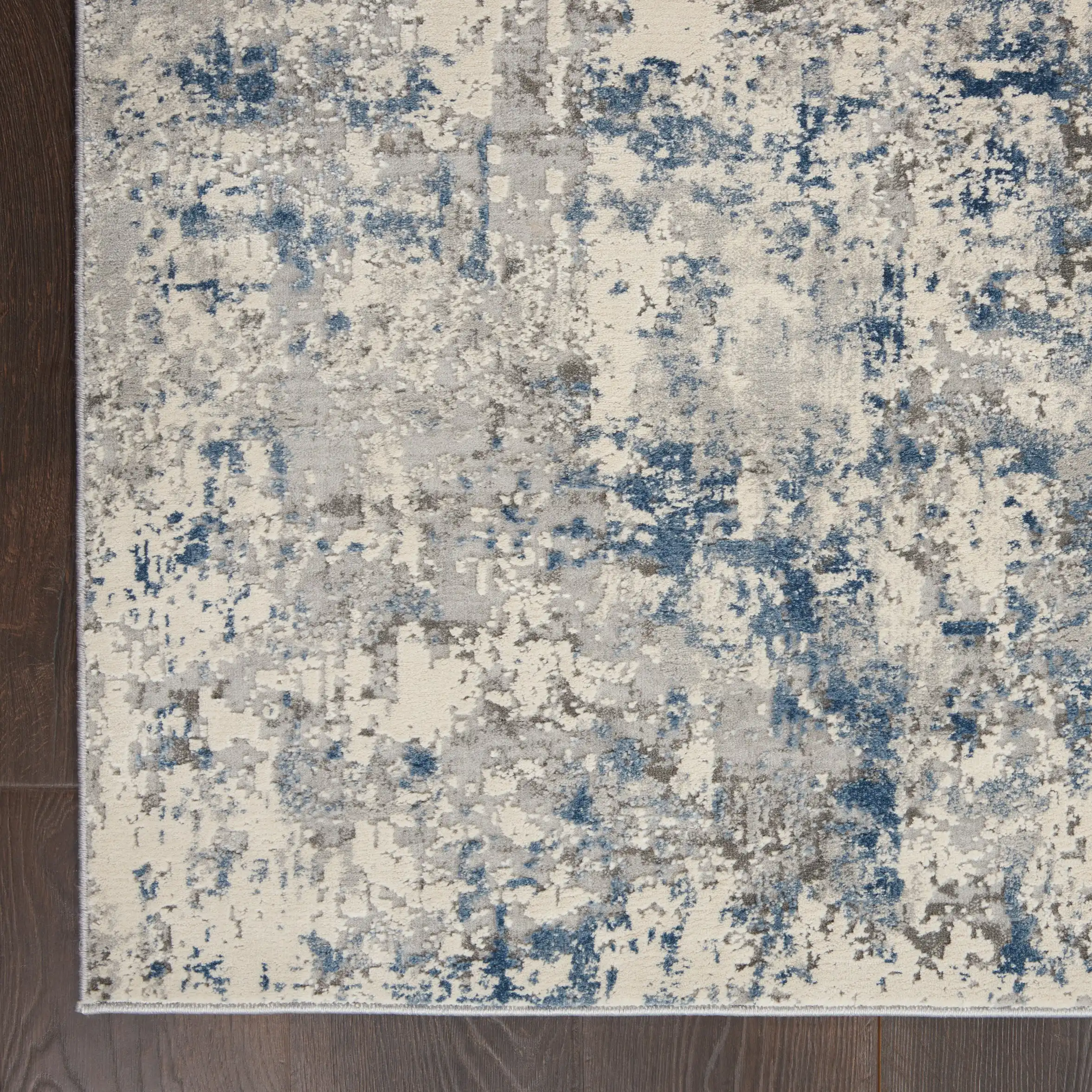 Rustic Textures RUS07 Ivory Grey Blue Rug - Image 5