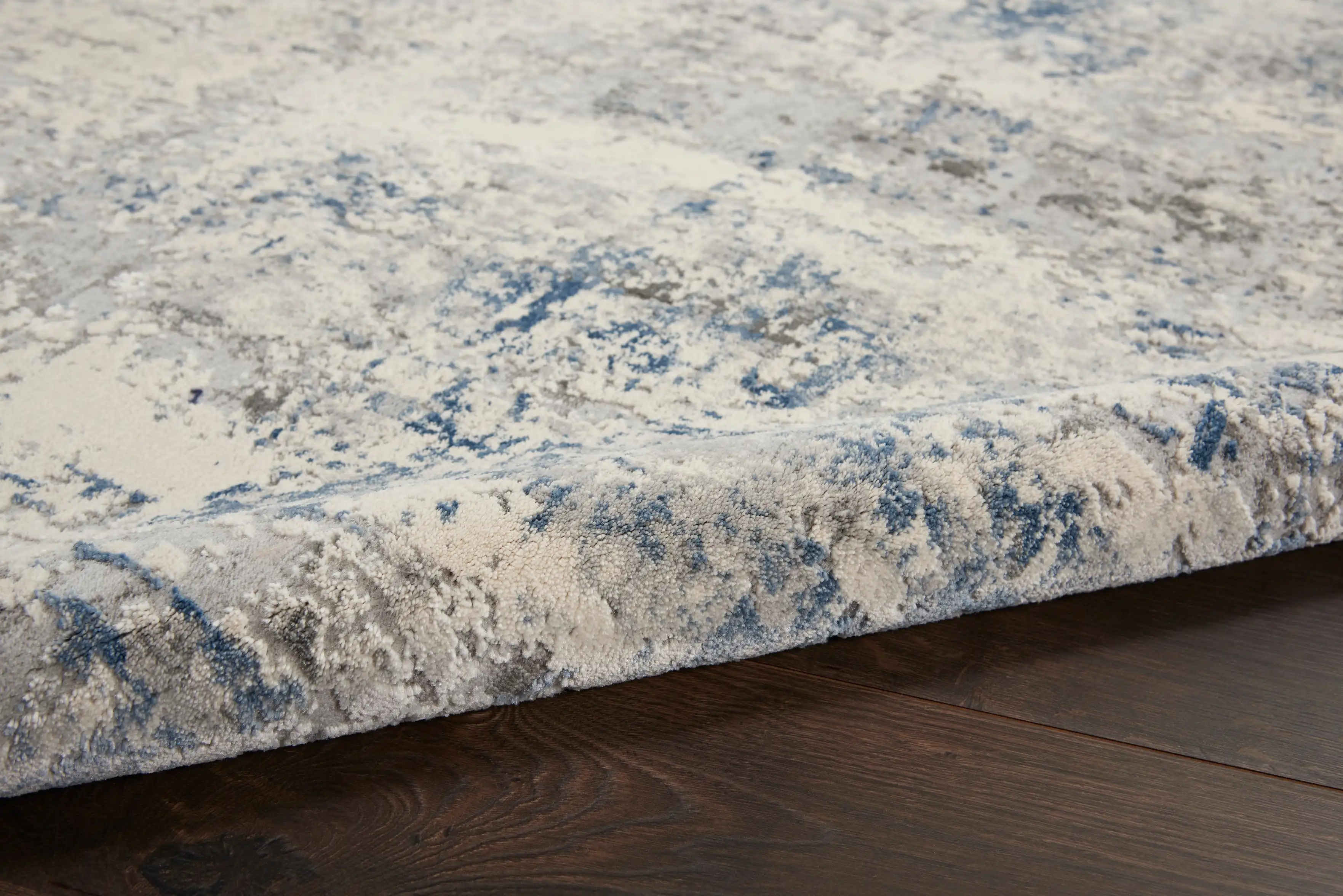 Rustic Textures RUS07 Ivory Grey Blue Rug - Image 7