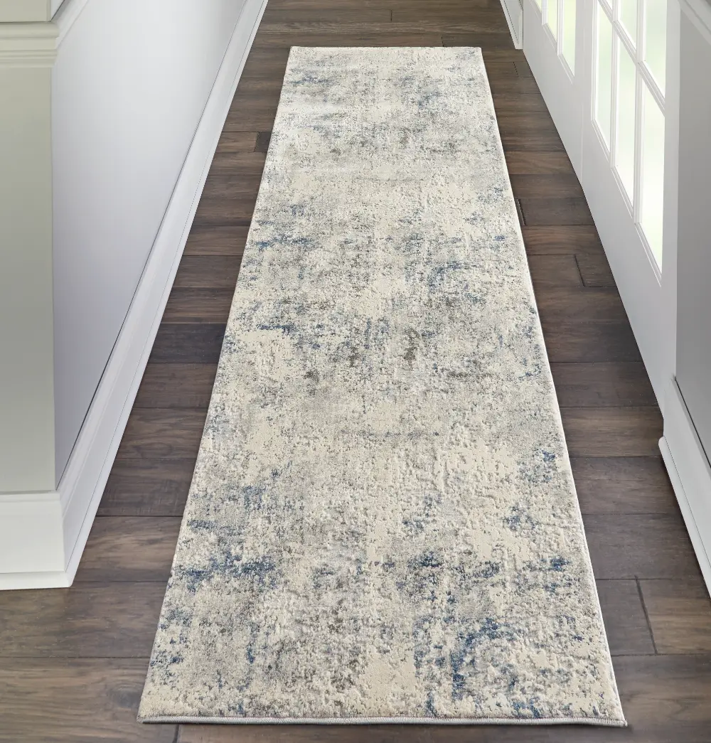 Rustic Textures RUS07 Ivory Grey Blue Rug - Image 8