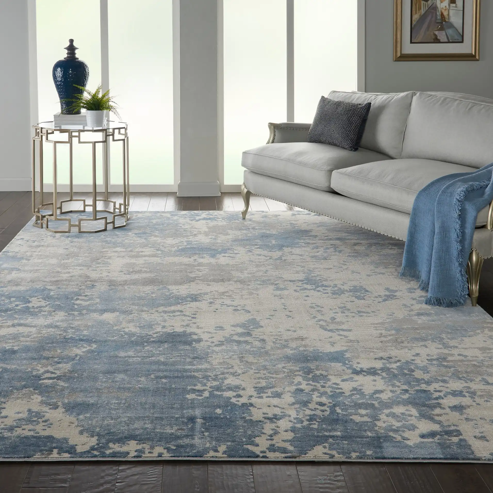 Rustic Textures RUS08 Grey Blue Rug - Image 2