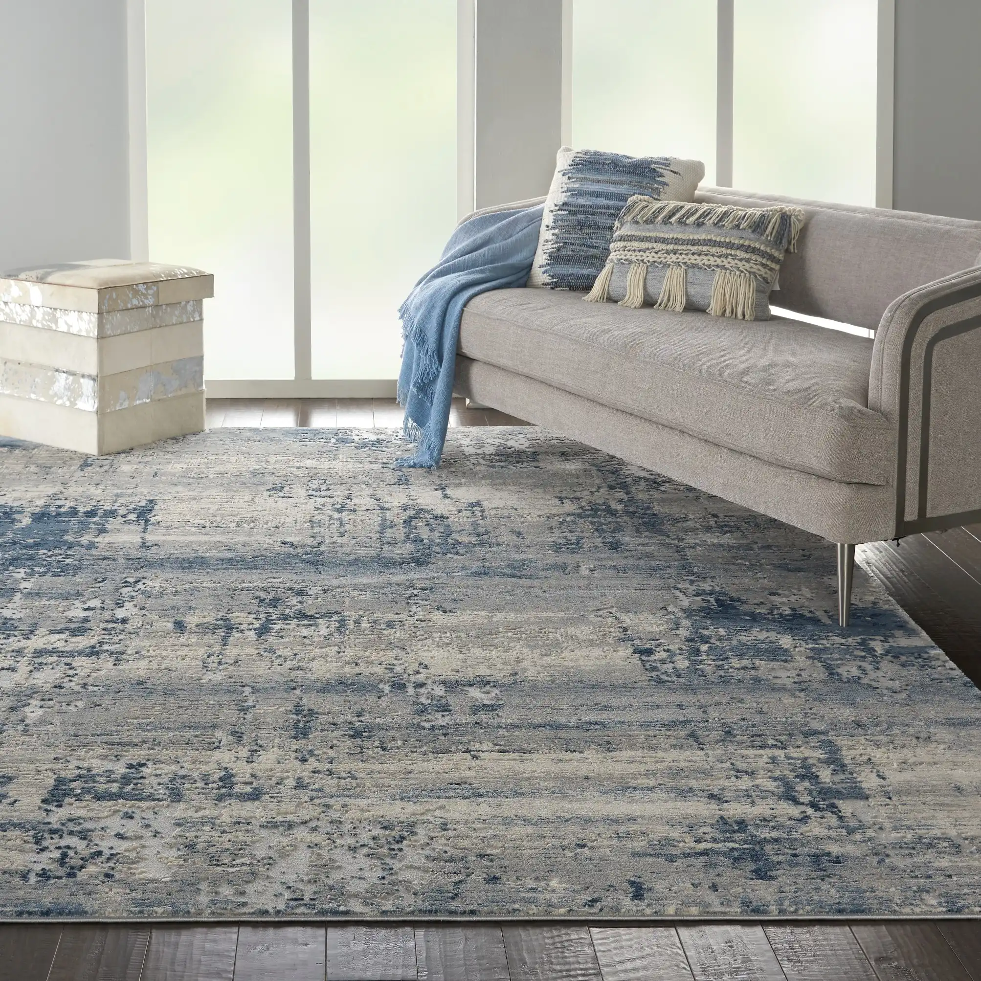 Rustic Textures RUS10 Ivory Blue Rug - Image 6
