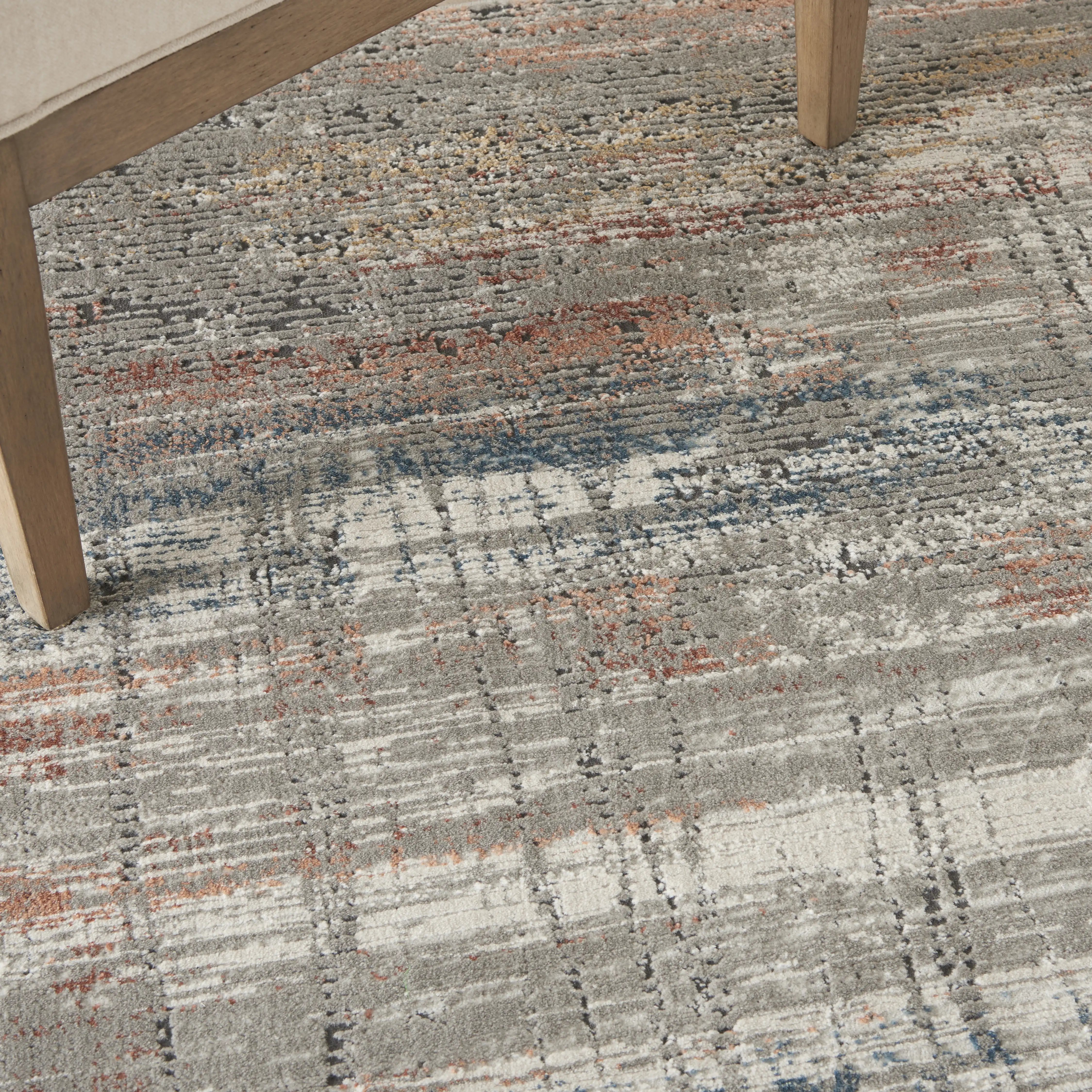 Rustic Textures RUS12 Grey Multi Rug - Image 2