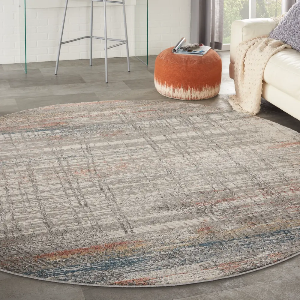 Rustic Textures RUS12 Grey Multi Rug - Image 8