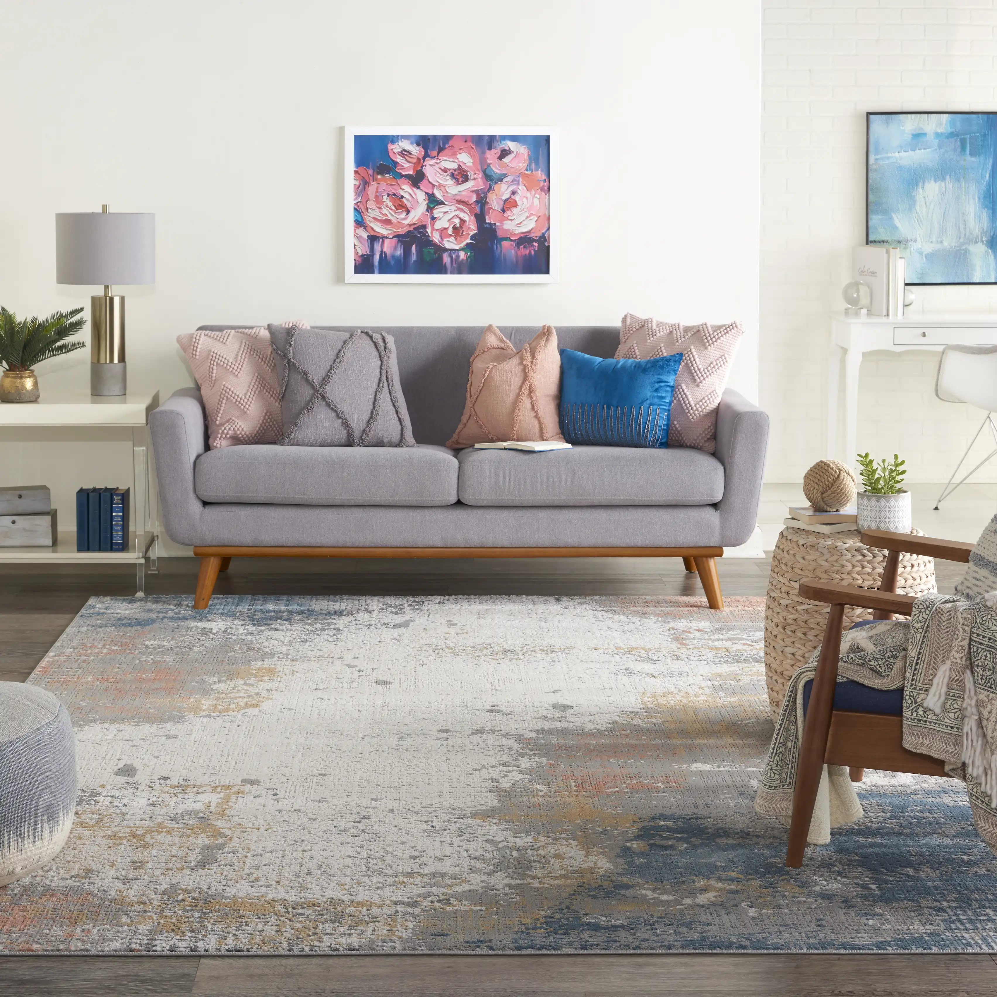Rustic Textures RUS13 Grey Blue Rug