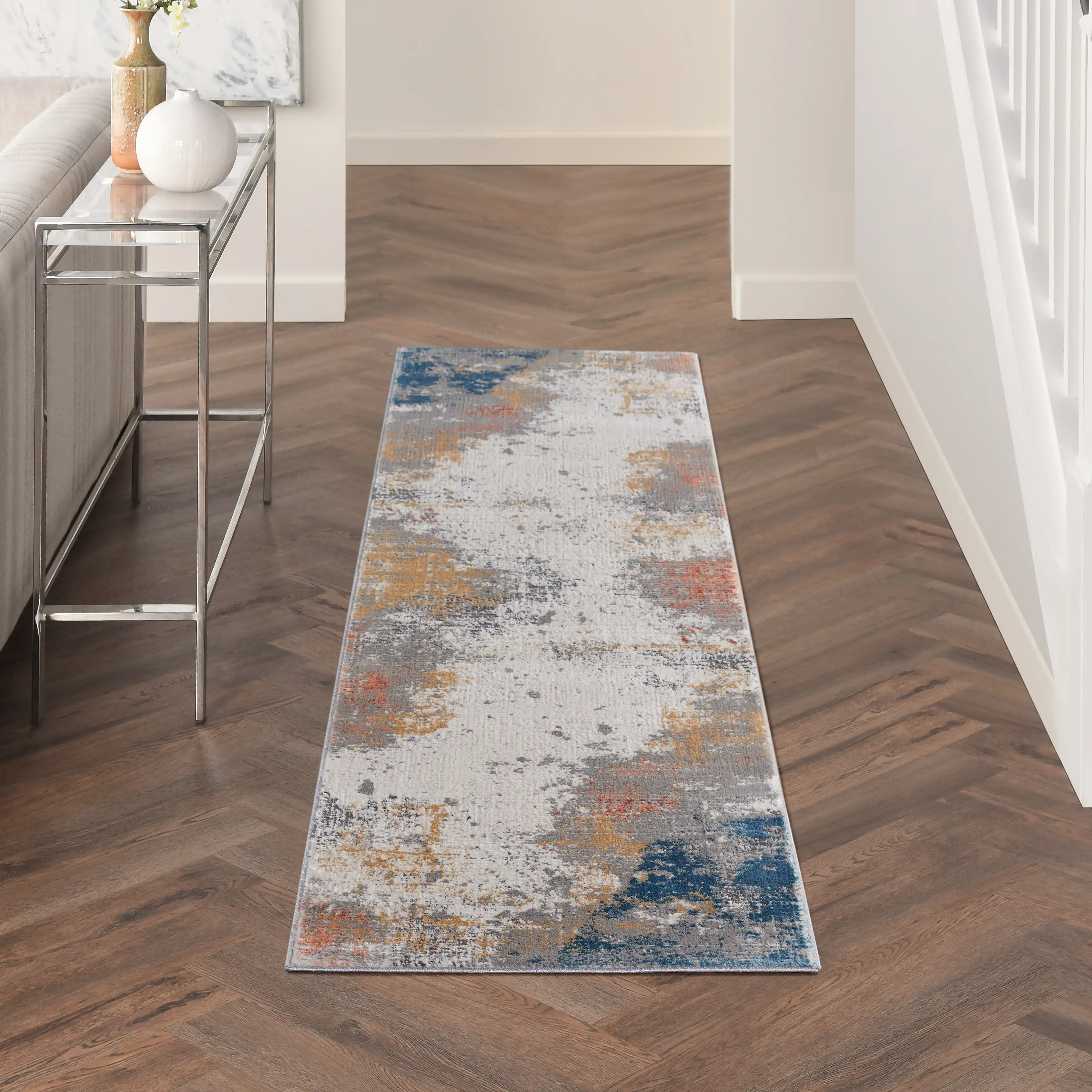 Rustic Textures RUS13 Grey Blue Rug - Image 4