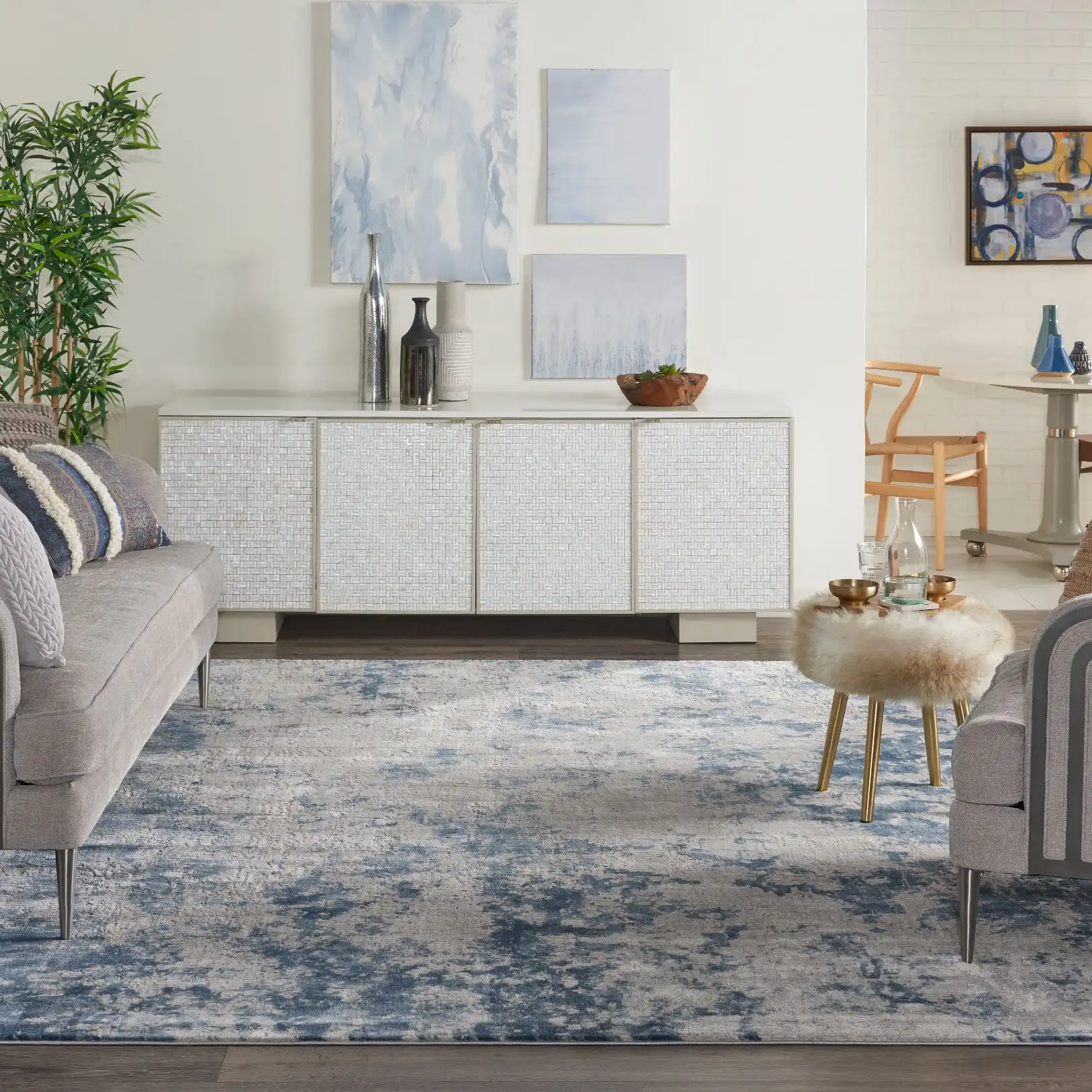 Rustic Textures RUS16 Grey Blue Rug