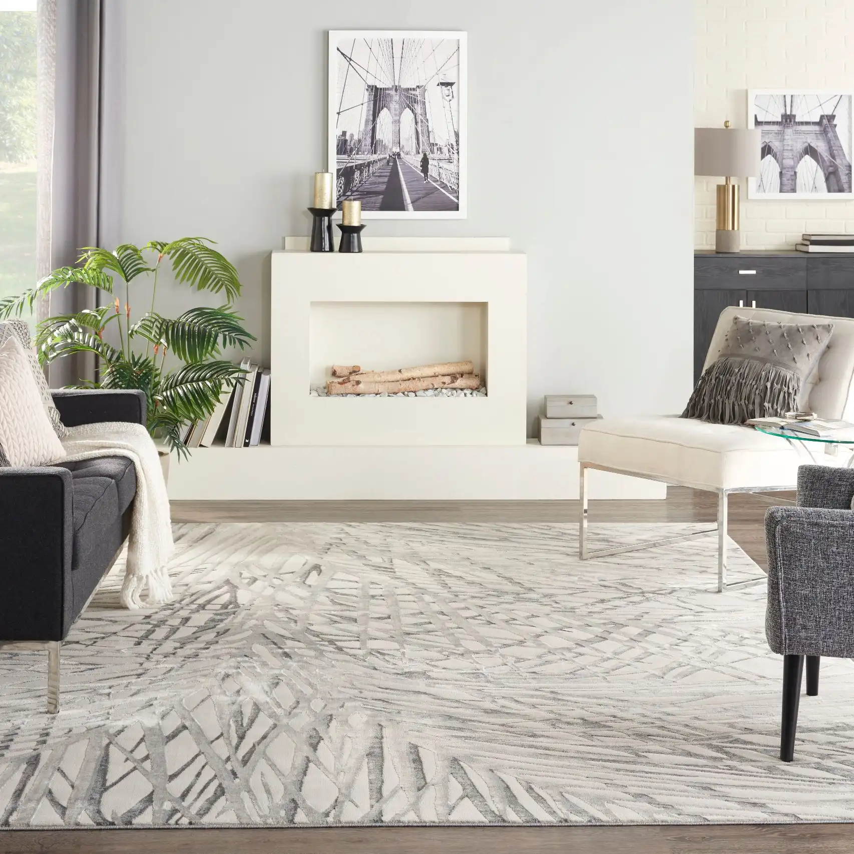 Rustic Textures RUS17 Ivory Grey Rug