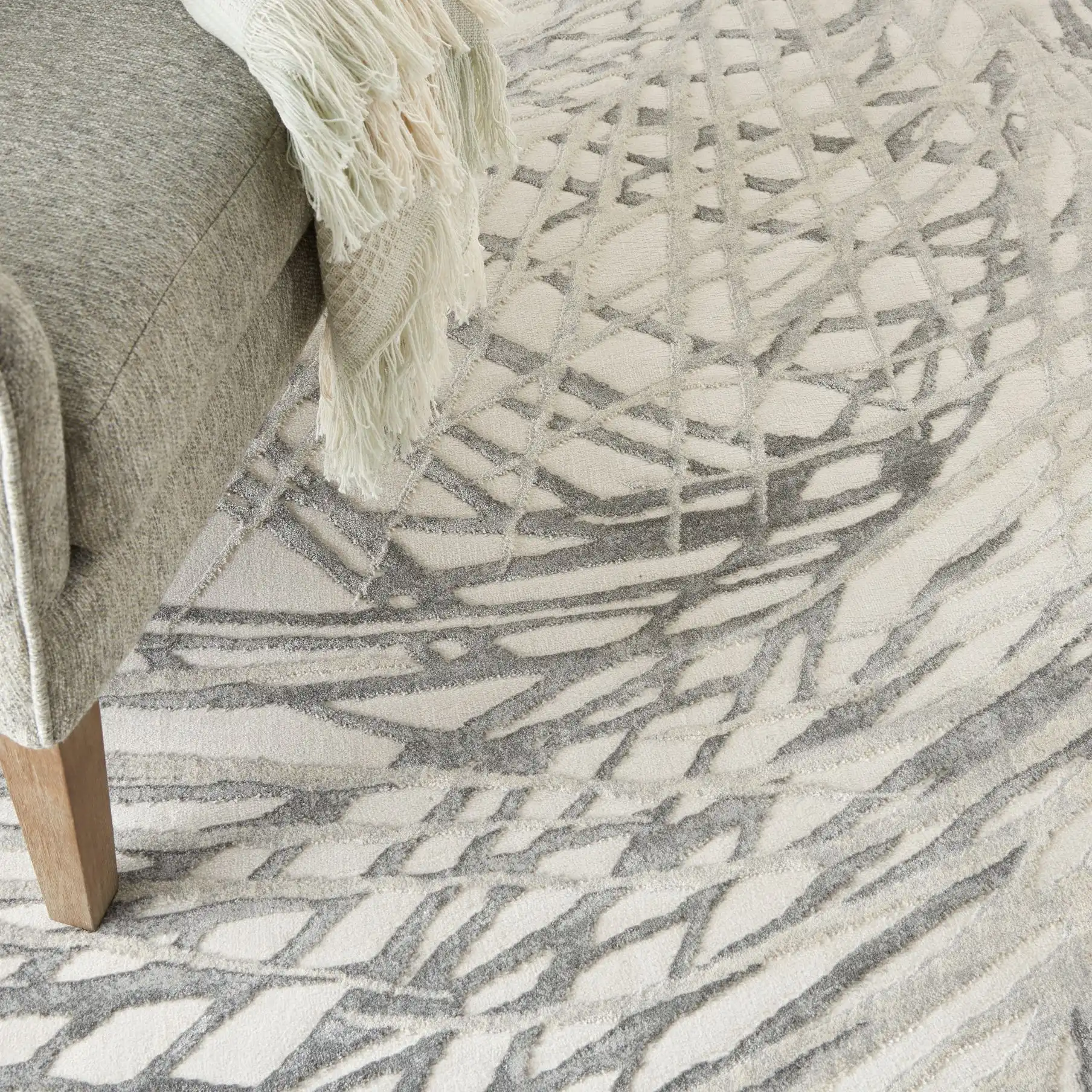 Rustic Textures RUS17 Ivory Grey Rug - Image 2