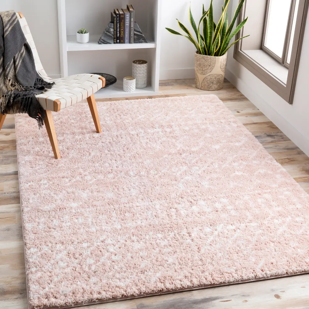 Saanjh Shaggy Global Plush Pile Blush Rug - Image 8