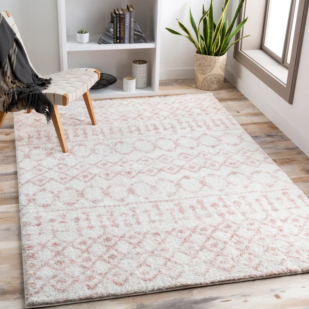 Saanjh Shaggy Global Plush Pile Pale Pink Rug - Image 6