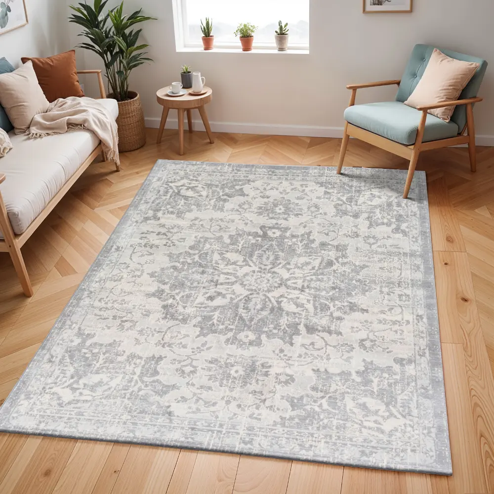 Sage Vintage Oriental Boho Medium Grey Rug