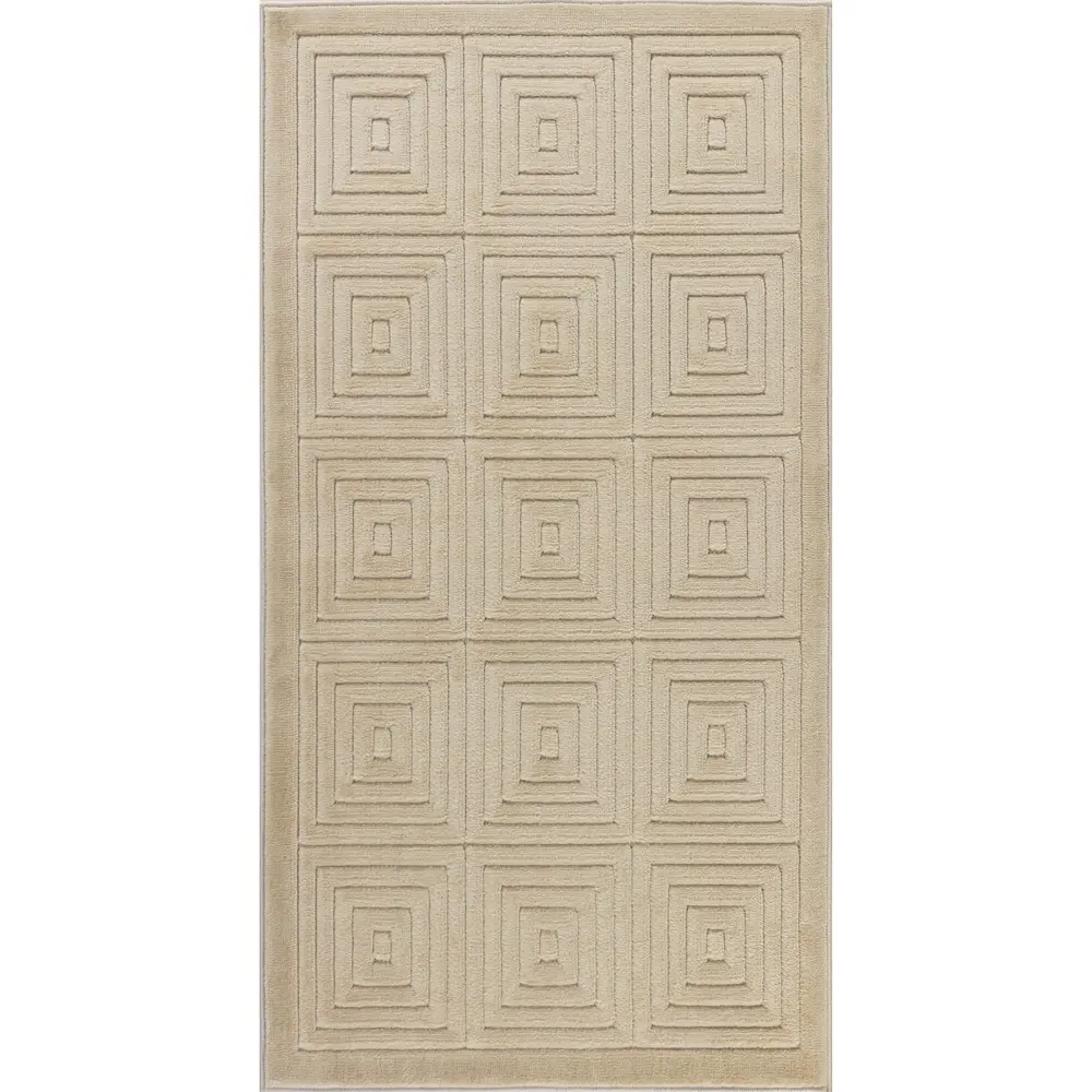 Sakura In- & Outdoor 3D High & Low Pile Textured Beige Rug - Image 10
