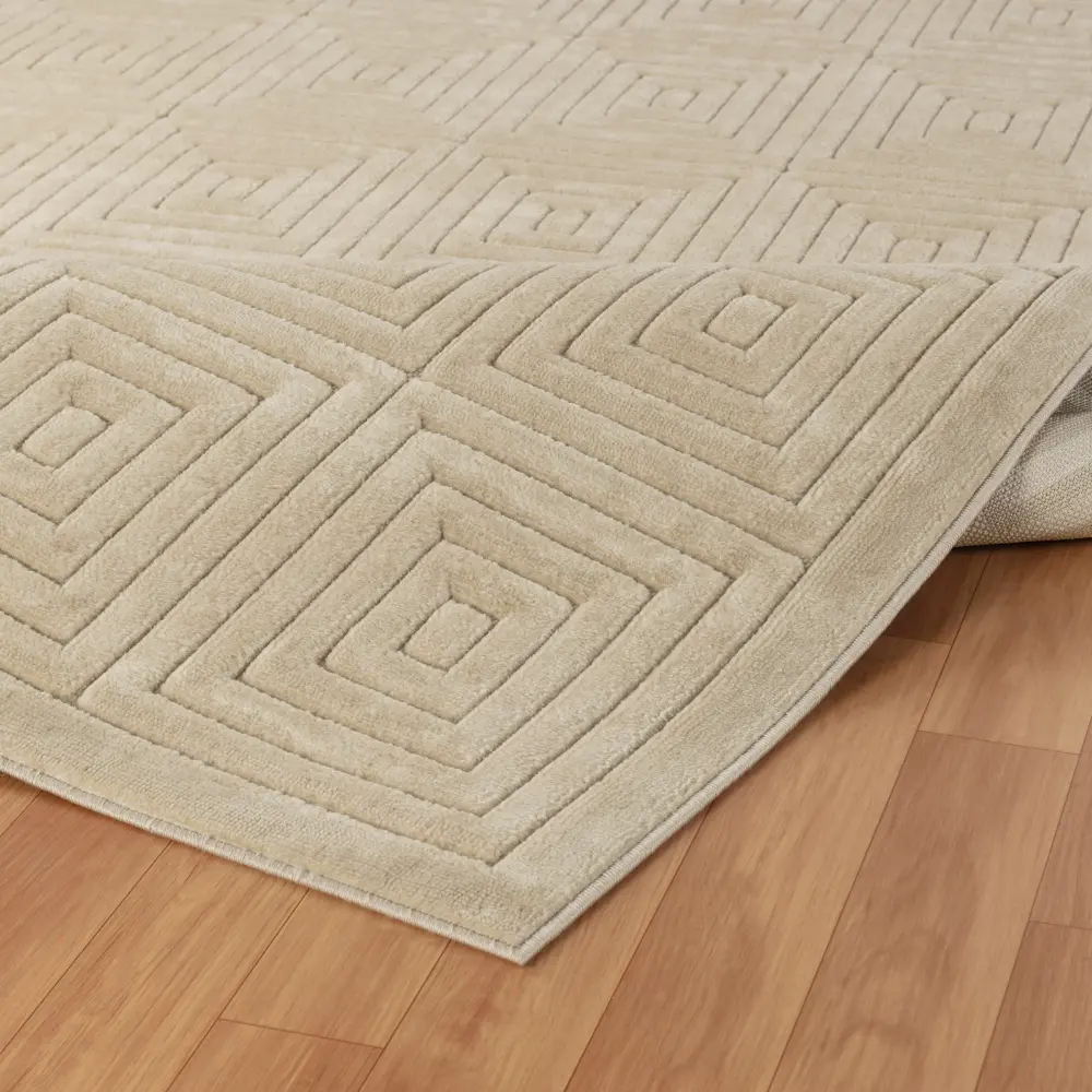 Sakura In- & Outdoor 3D High & Low Pile Textured Beige Rug - Image 12