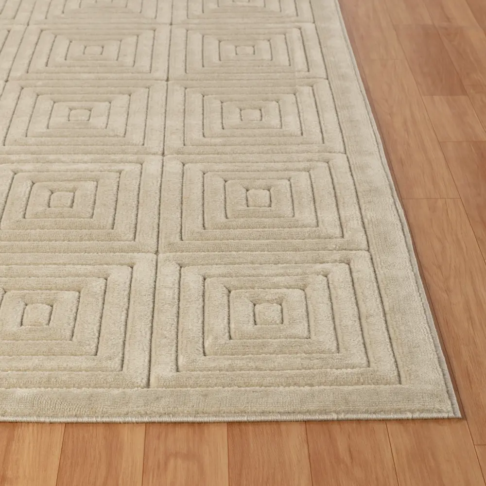 Sakura In- & Outdoor 3D High & Low Pile Textured Beige Rug - Image 2