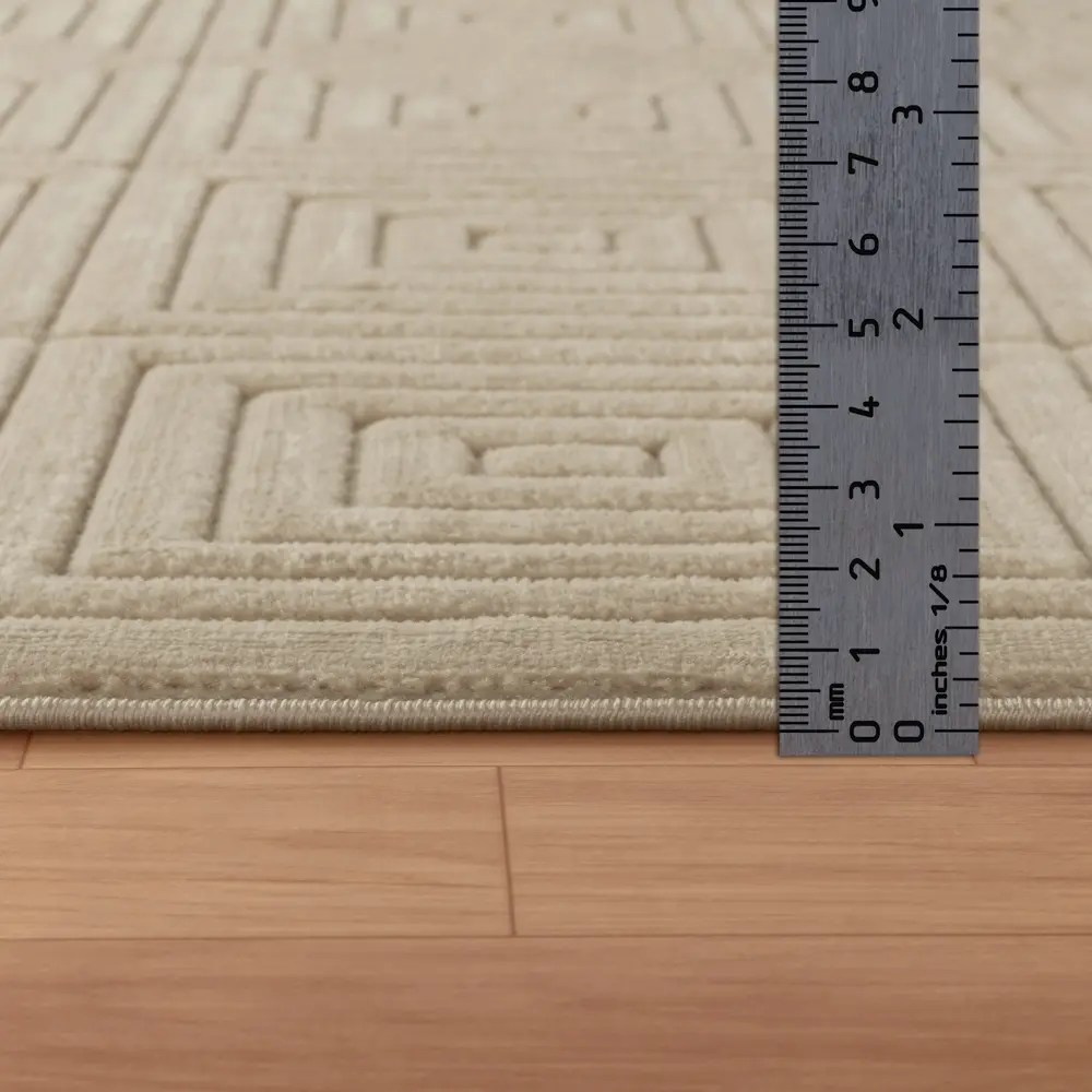 Sakura In- & Outdoor 3D High & Low Pile Textured Beige Rug - Image 3