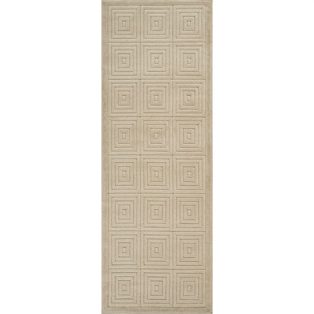Sakura In- & Outdoor 3D High & Low Pile Textured Beige Rug - Image 6