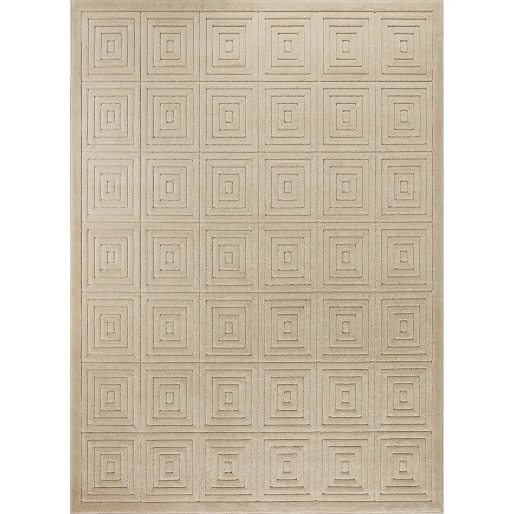 Sakura In- & Outdoor 3D High & Low Pile Textured Beige Rug - Image 8
