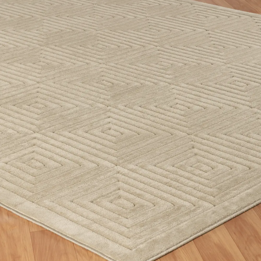 Sakura In- & Outdoor 3D High & Low Pile Textured Beige Rug - Image 9