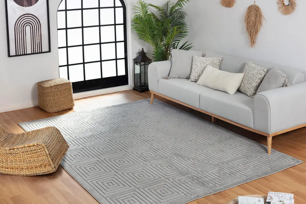 Sakura In- & Outdoor 3D High & Low Pile Textured Grey Rug - Image 10