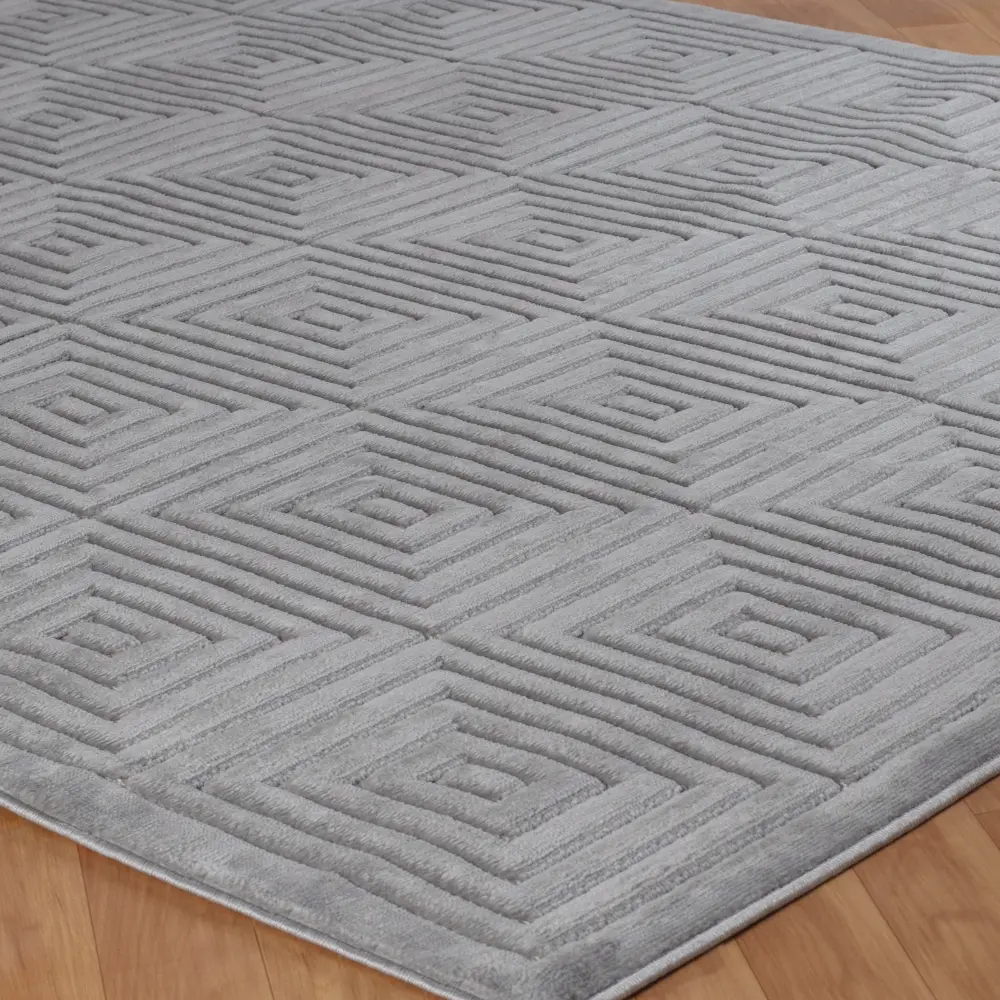 Sakura In- & Outdoor 3D High & Low Pile Textured Grey Rug - Image 6