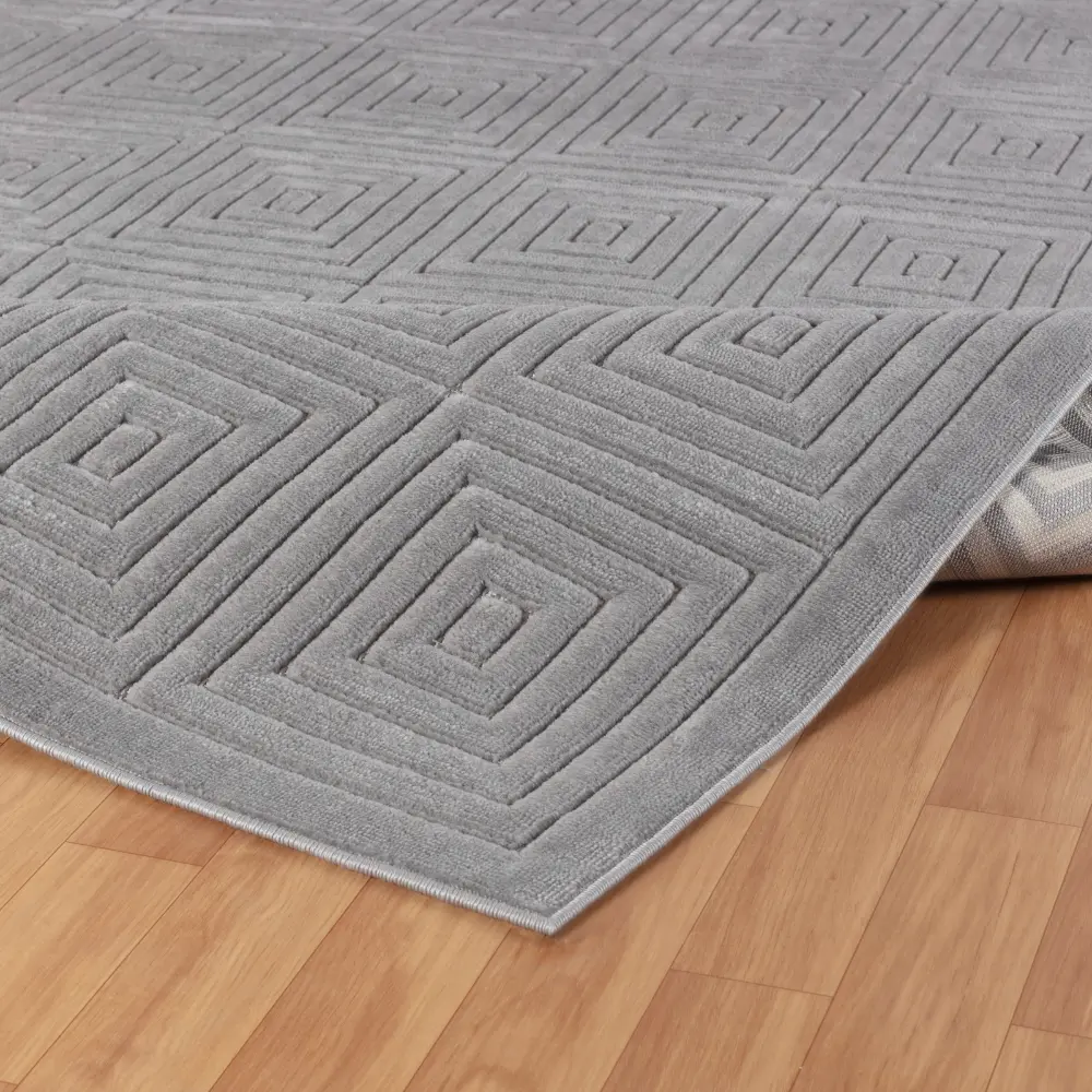 Sakura In- & Outdoor 3D High & Low Pile Textured Grey Rug - Image 7