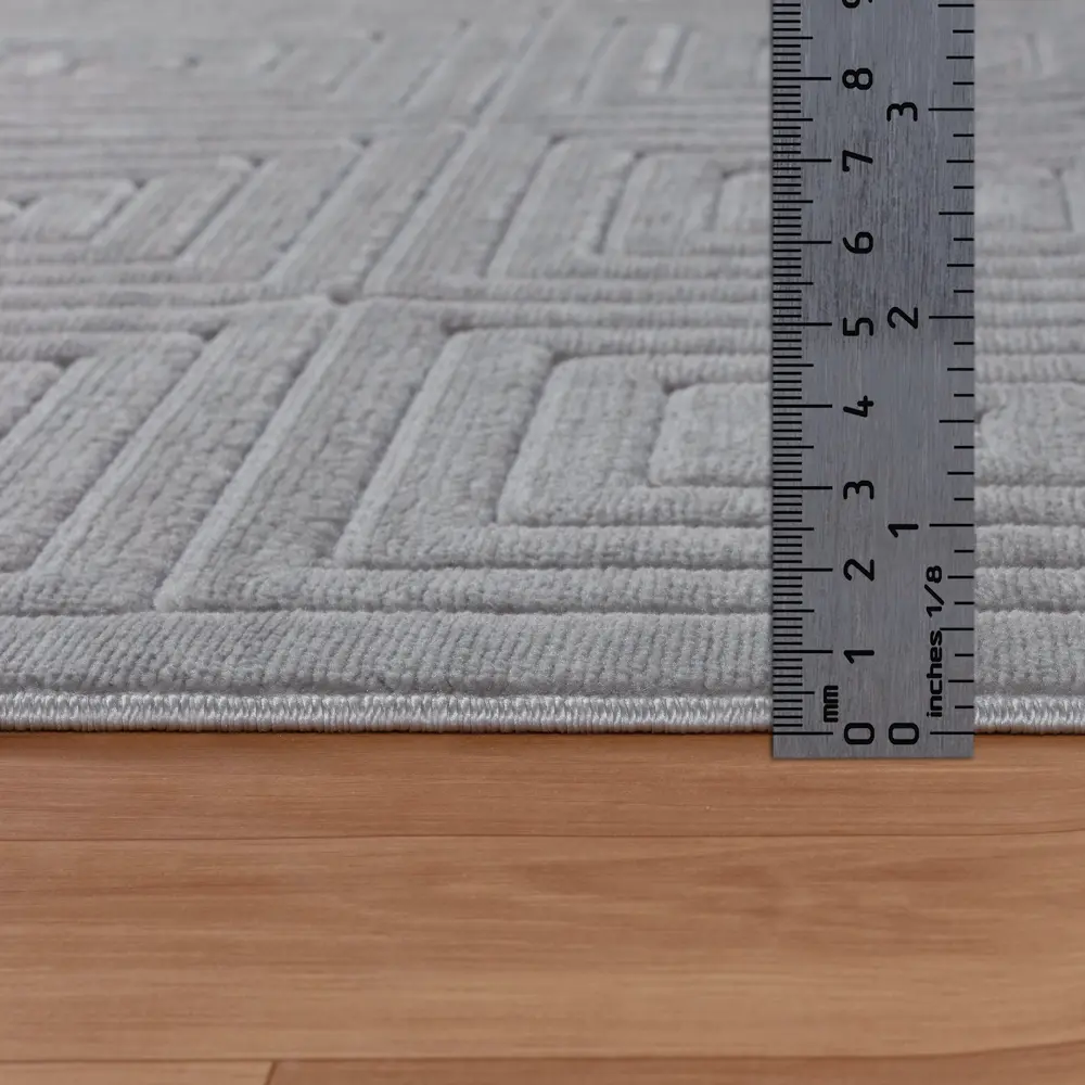 Sakura In- & Outdoor 3D High & Low Pile Textured Grey Rug - Image 9