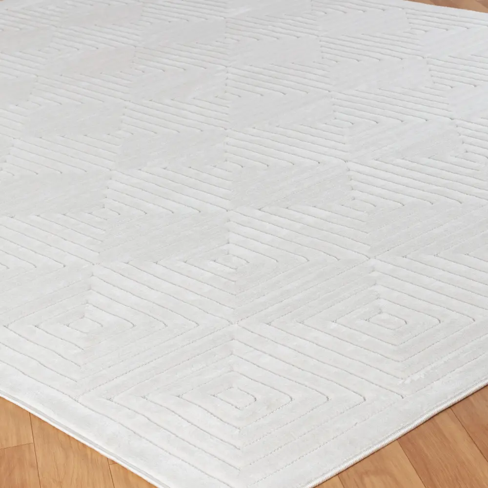 Sakura In- & Outdoor 3D High & Low Pile Textured White Rug - Image 6