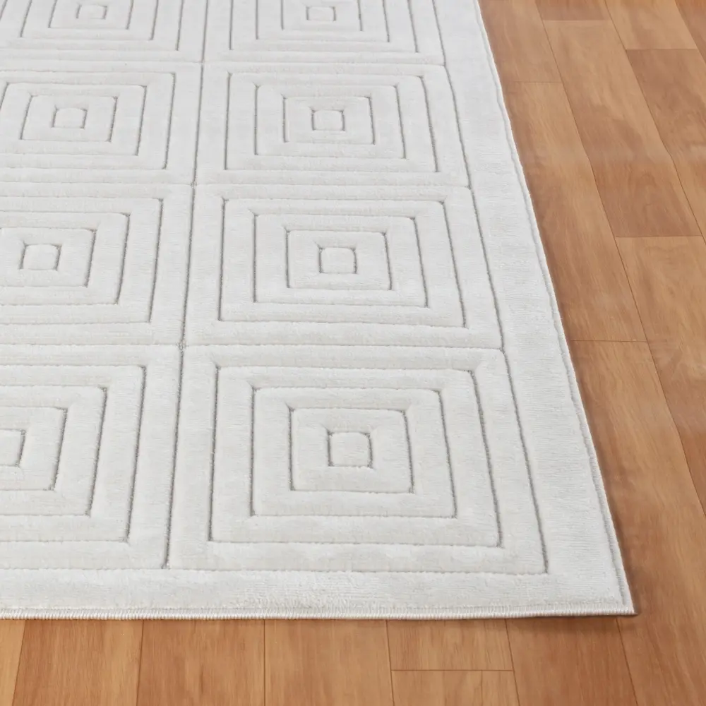 Sakura In- & Outdoor 3D High & Low Pile Textured White Rug - Image 8