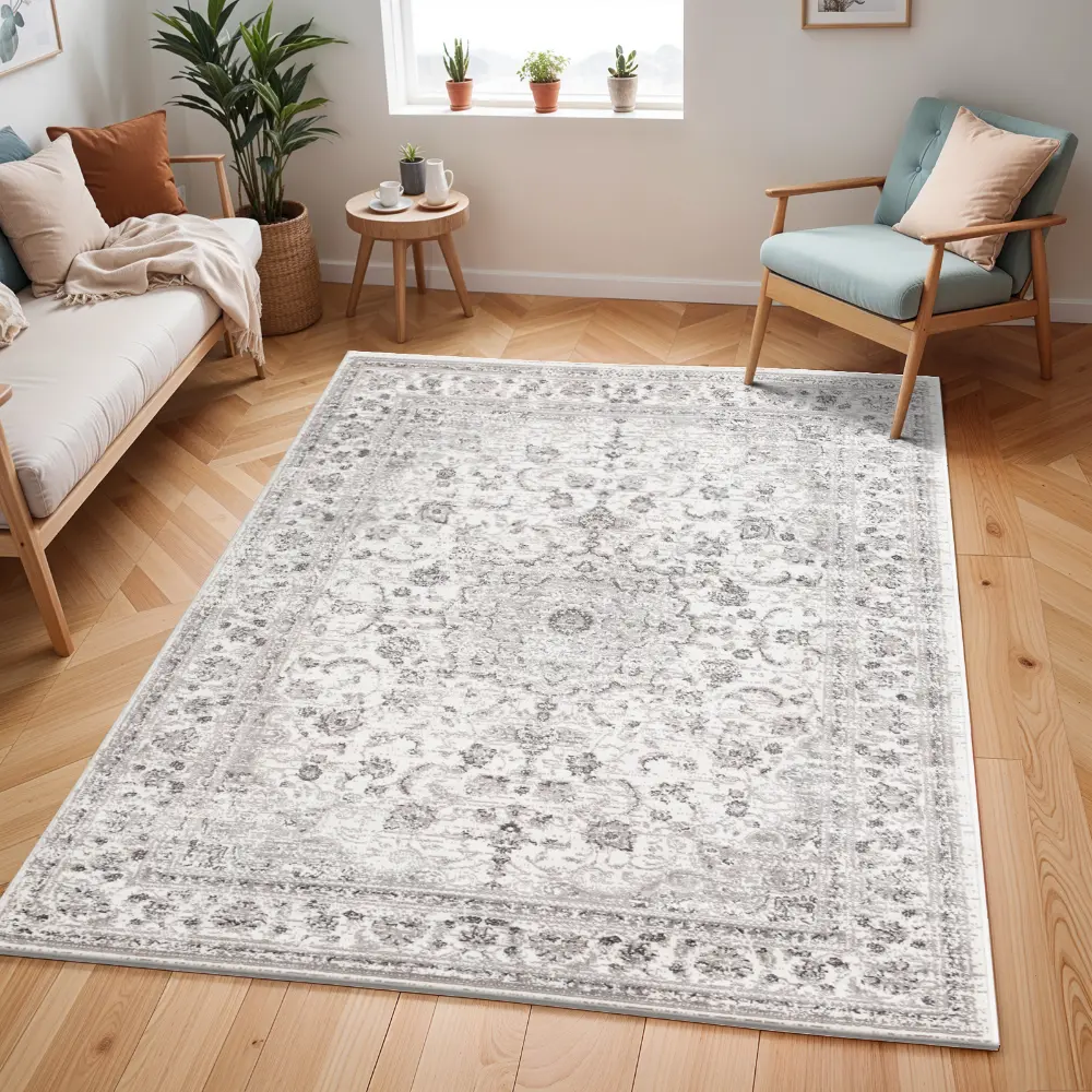 Sanvi Vintage Oriental Boho Light Grey Rug