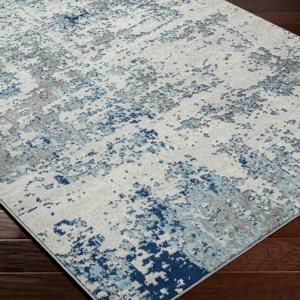 Sarah Abstract Modern Marble Navy/Aqua Rug - Image 5