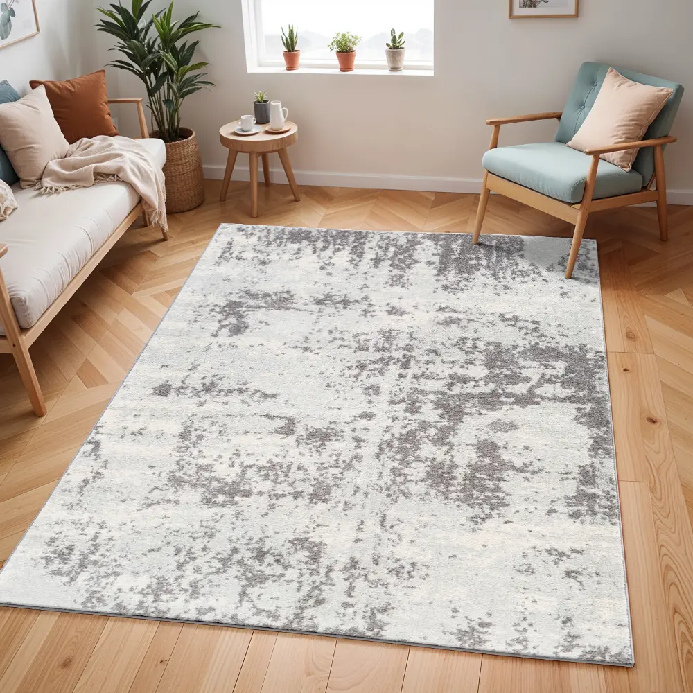 Sarah Abstract Modern Marble White Rug - Image 6