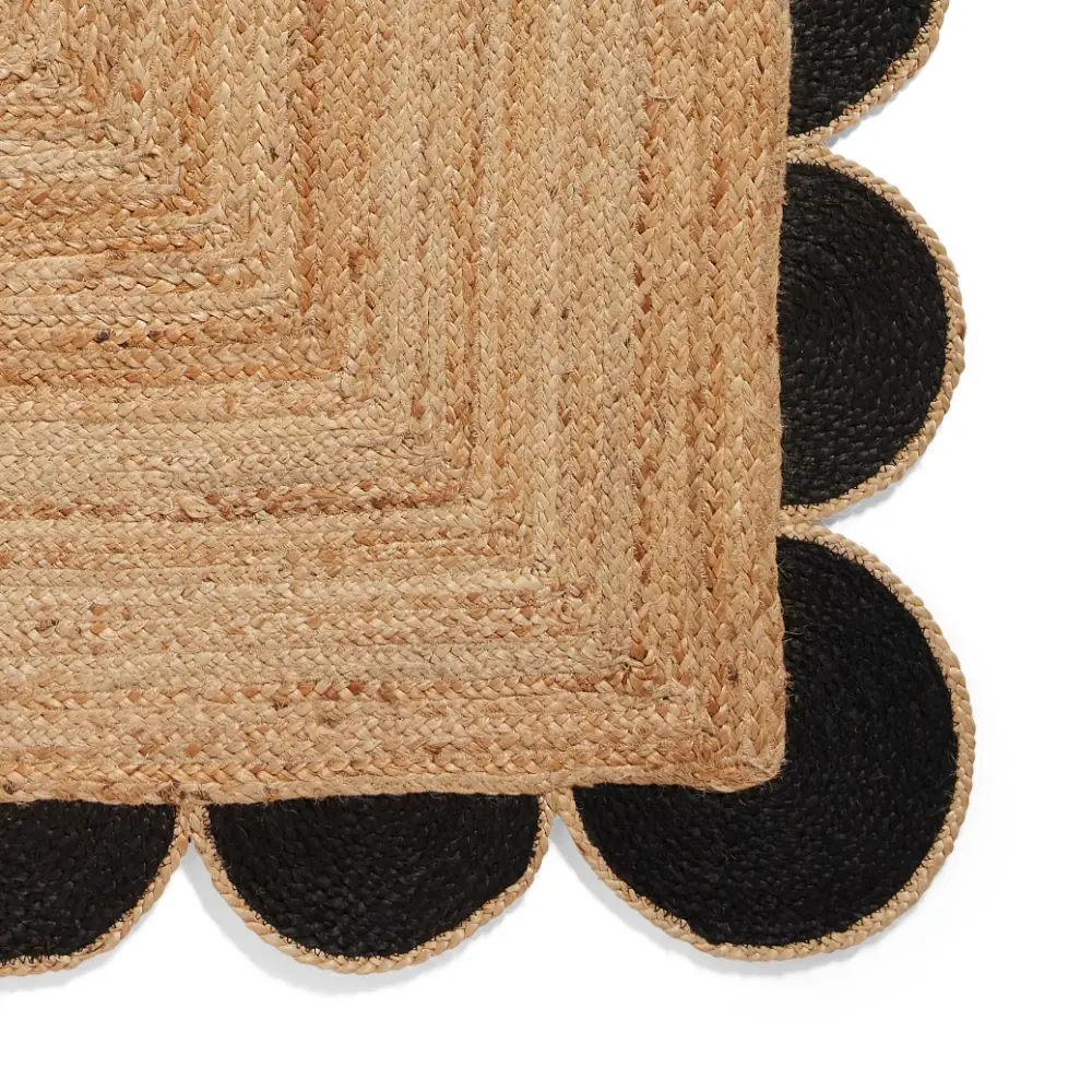 Savannah Jute Scallop Black Natural Rug - Image 10