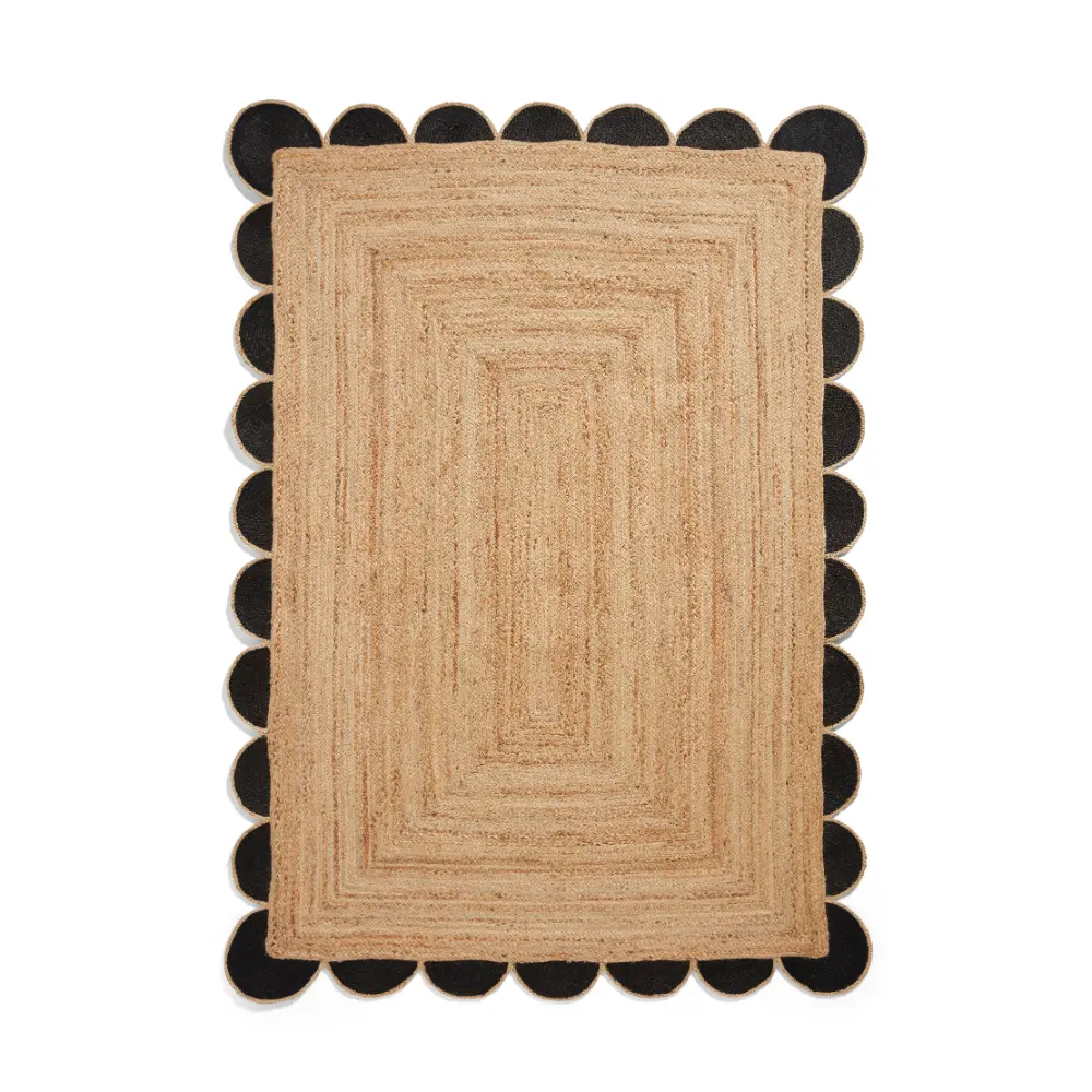 Savannah Jute Scallop Black Natural Rug - Image 11
