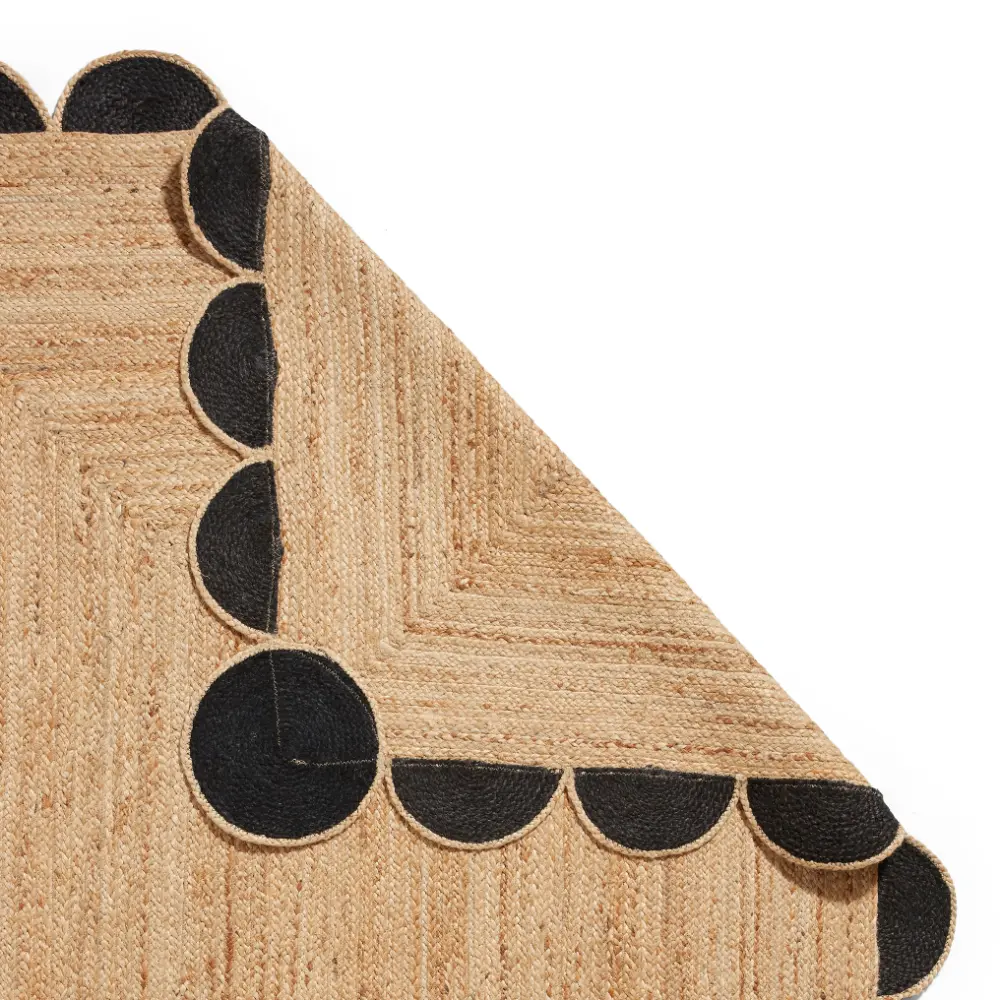 Savannah Jute Scallop Black Natural Rug - Image 12