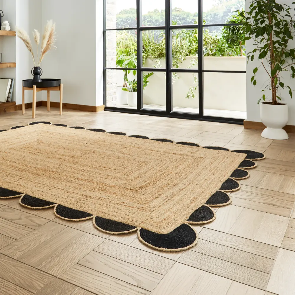 Savannah Jute Scallop Black Natural Rug - Image 5