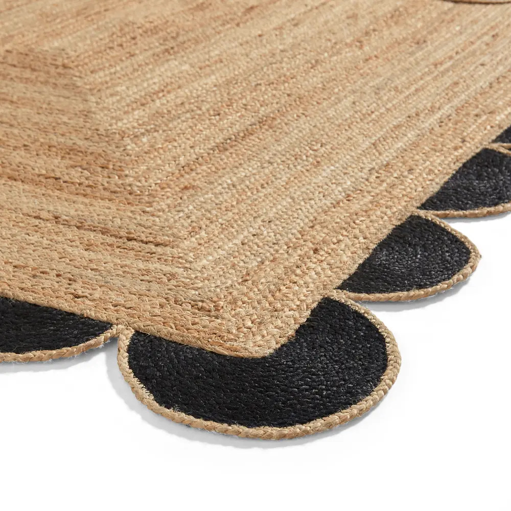 Savannah Jute Scallop Black Natural Rug - Image 7