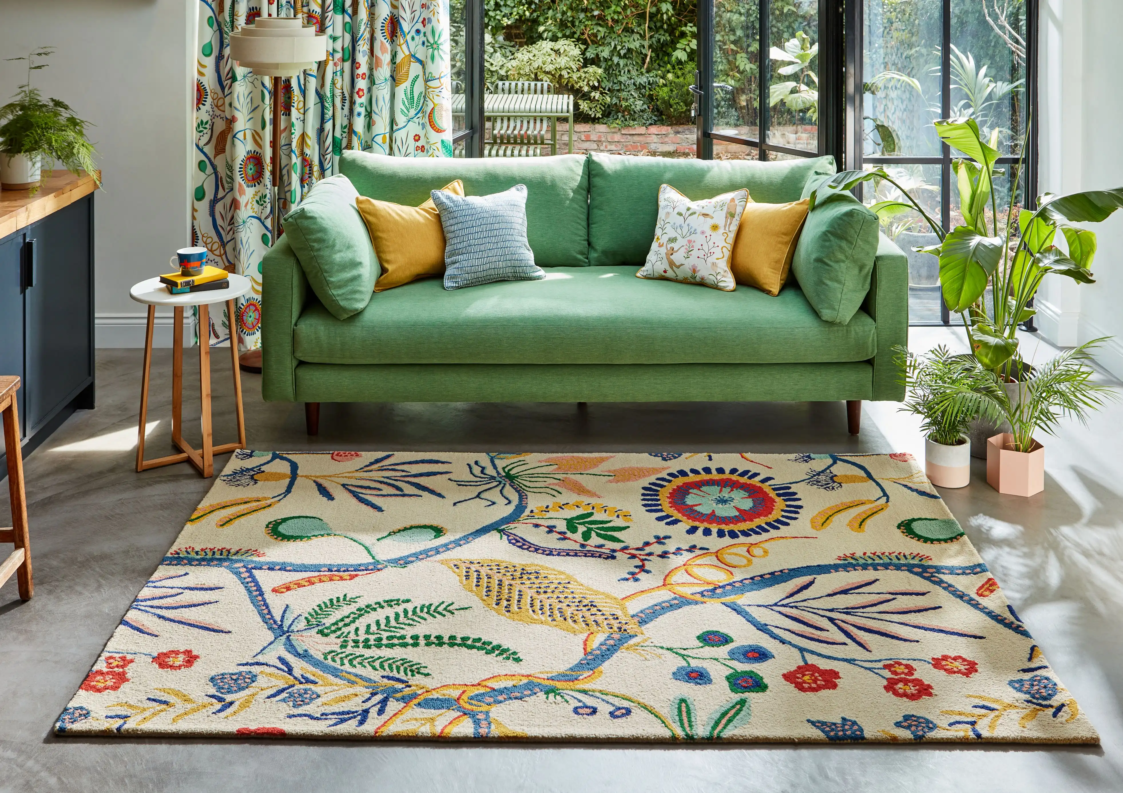 Scion Screen Printed Jackfruit & The Beanstalk Chai Sage 125706 Rug