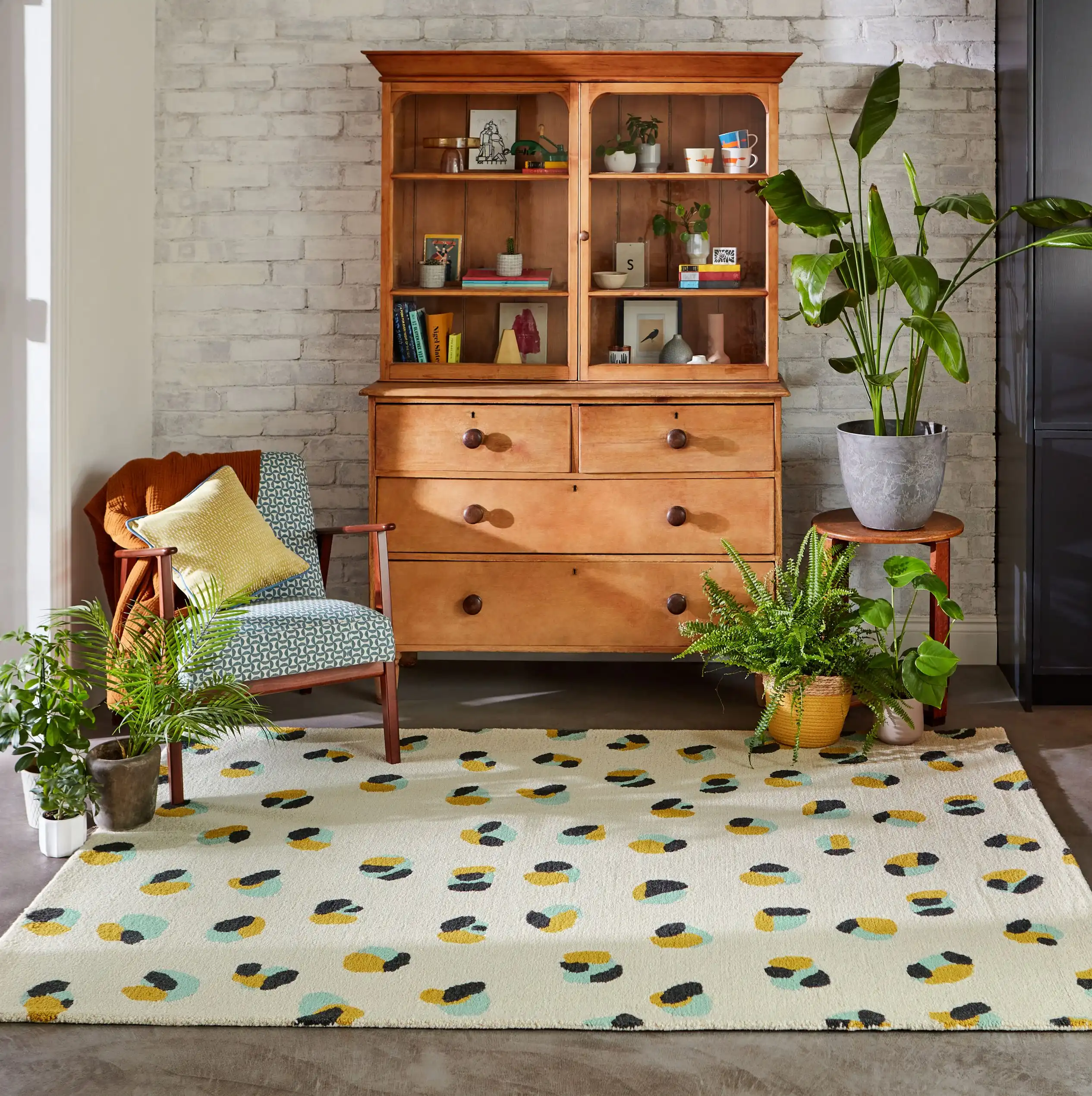 Scion Screen Printed Leopard Dots Pebble Sage 125206 Rug