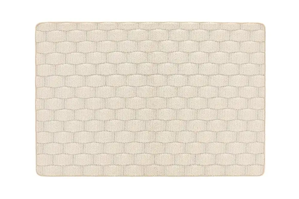 Sculptured Washable Basket Weave Ivory Rug - Image 3