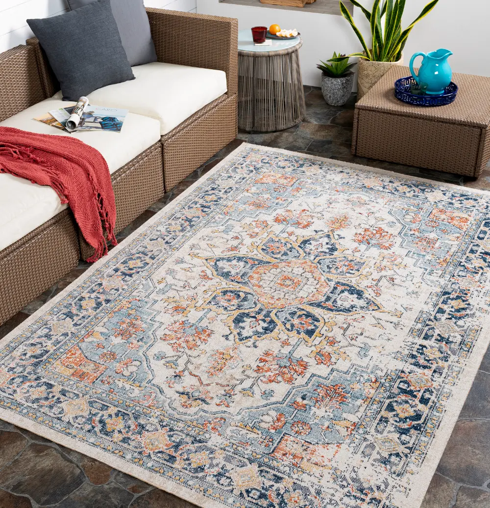 Selma In- & Outdoor Oriental Boho Dark Blue Rug - Image 10