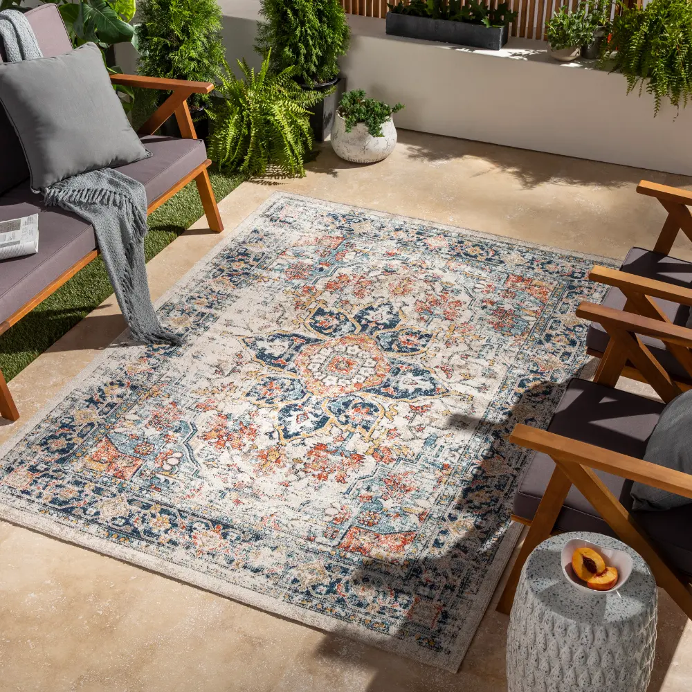 Selma In- & Outdoor Oriental Boho Dark Blue Rug - Image 12