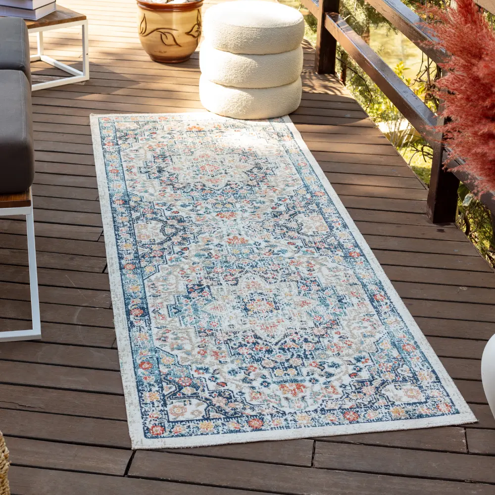 Selma In- & Outdoor Oriental Boho Dark Blue Rug - Image 16