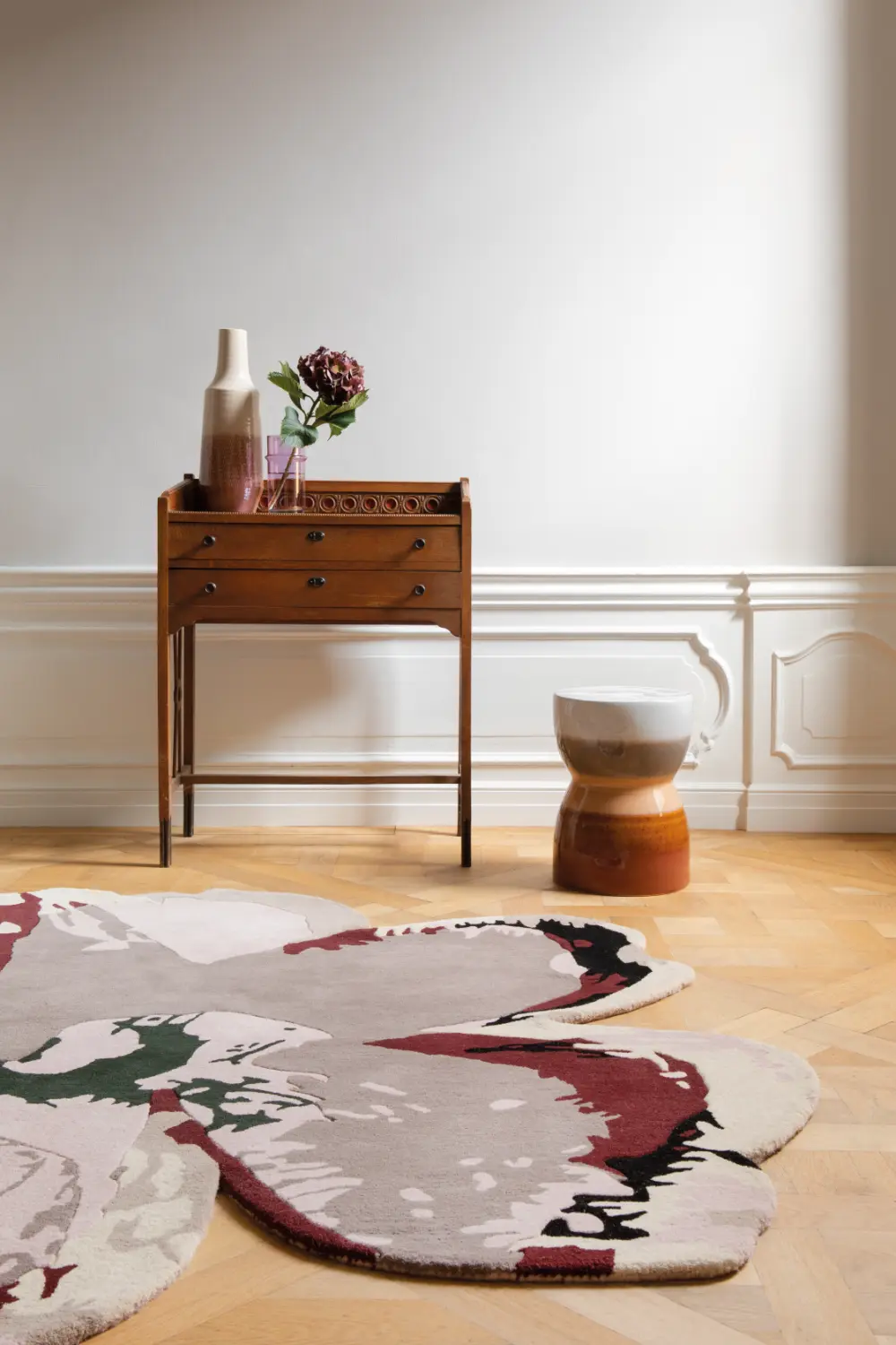 Shaped Magnolia Ted Baker -Burgundy 162303 Rug - Image 2